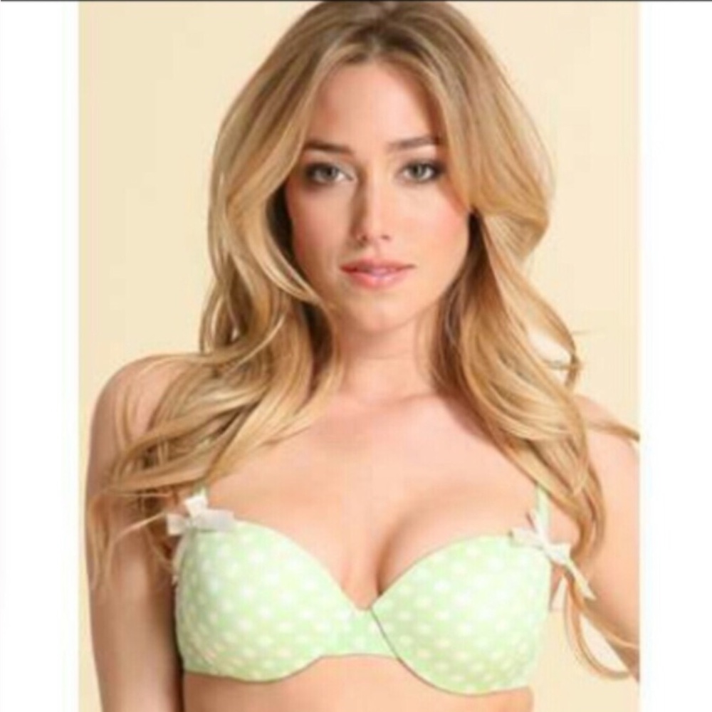 B. Tempt’d By Wacoal Polka Dotted Push Up Bra Lime Green 32C - Picture 3 of 16